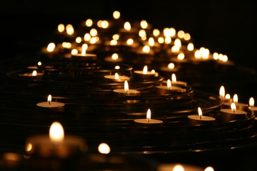candles glowing in the dark