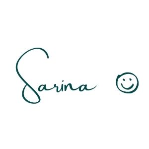 the word Sarina with a smiley face icon